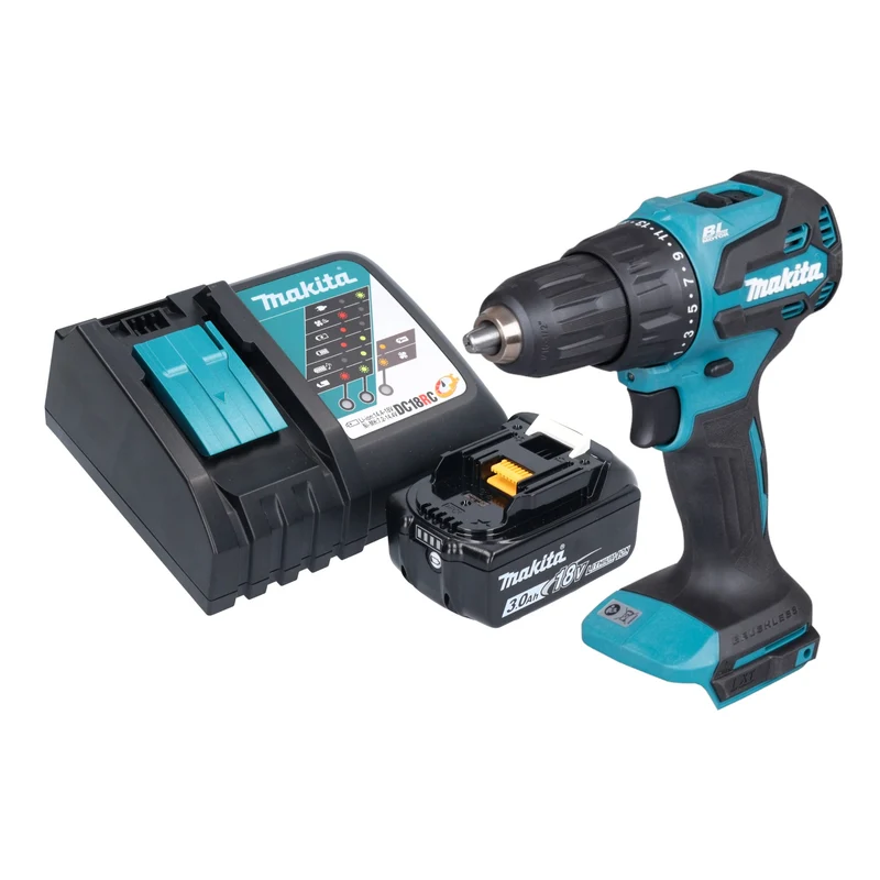 Makita DHP 490 RF1 Akku Schlagbohrschrauber 18 V 65 Nm Brushless + 1x Akku 3,0 Ah + Ladegerät
