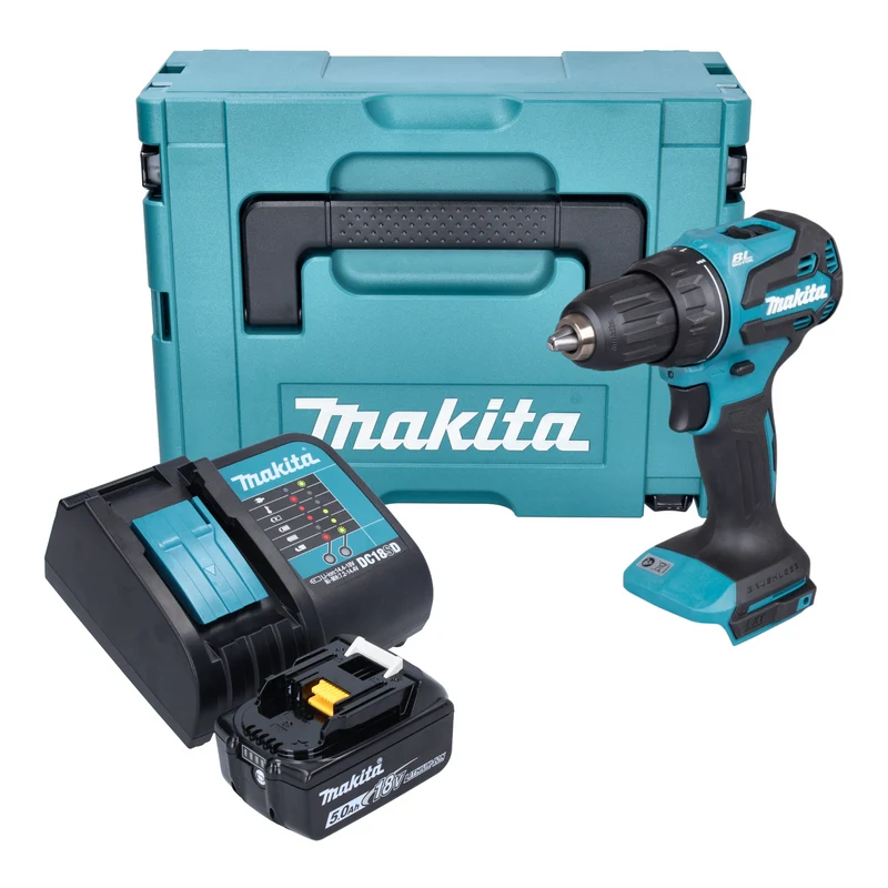 Makita DDF 490 ST1J Akku Bohrschrauber 18 V 65 Nm 1/2" Brushless + 1x Akku 5,0 Ah + Ladegerät + Makpac
