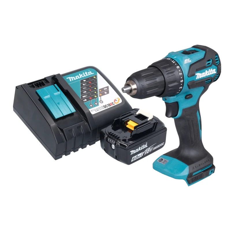 Makita DHP 490 RG1 Akku Schlagbohrschrauber 18 V 65 Nm Brushless + 1x Akku 6,0 Ah + Ladegerät