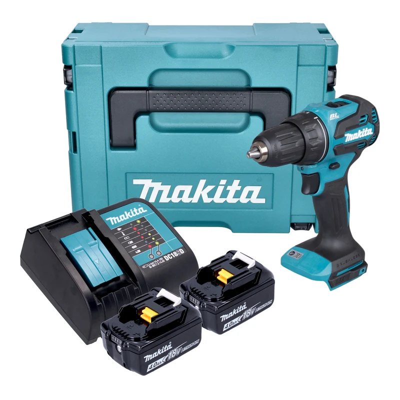 Makita DDF 490 SMJ Akku Bohrschrauber 18 V 65 Nm 1/2" Brushless + 2x Akku 4,0 Ah + Ladegerät + Makpac