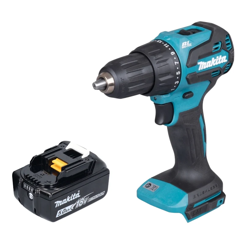 Makita DHP 490 T1 Akku Schlagbohrschrauber 18 V 65 Nm Brushless + 1x Akku 5,0 Ah - ohne Ladegerät