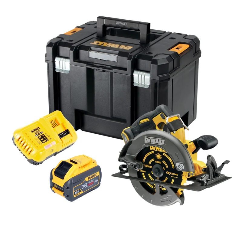 DeWALT DCS 578 Y1T Akku Kreissäge 54V XR FlexVolt 190 mm Brushless + 1x Akku 12,0 Ah + Ladegerät + TSTAK