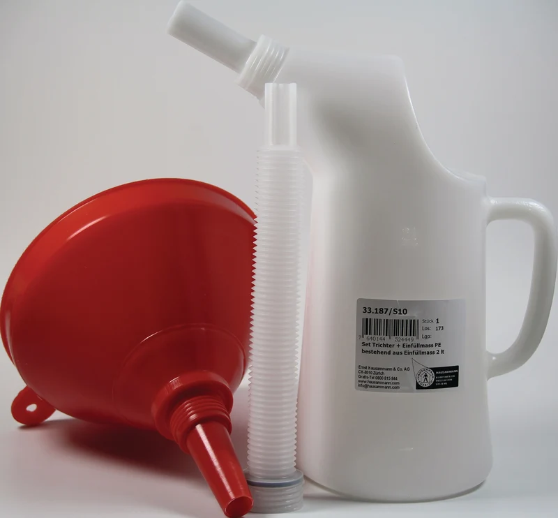 REILANG Trichter-Set 3-teilig Kunststoff (PE) 2,0 l – mit Einfüllmaß und flexiblem Schlauch