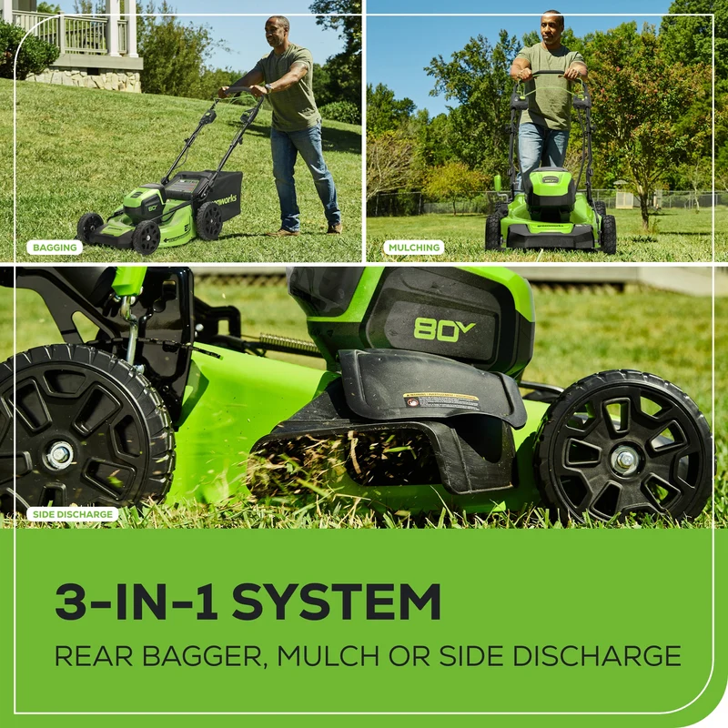80V 21" Cordless Battery Self-Propelled Mower and Blower: 4.0 Ah Battery and Rapid Charger
