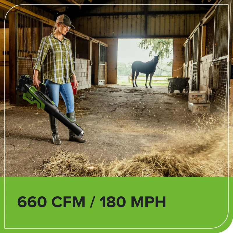 60V 660 CFM Cordless Battery Brushless Leaf Blower: 2.5 Ah Battery and Charger