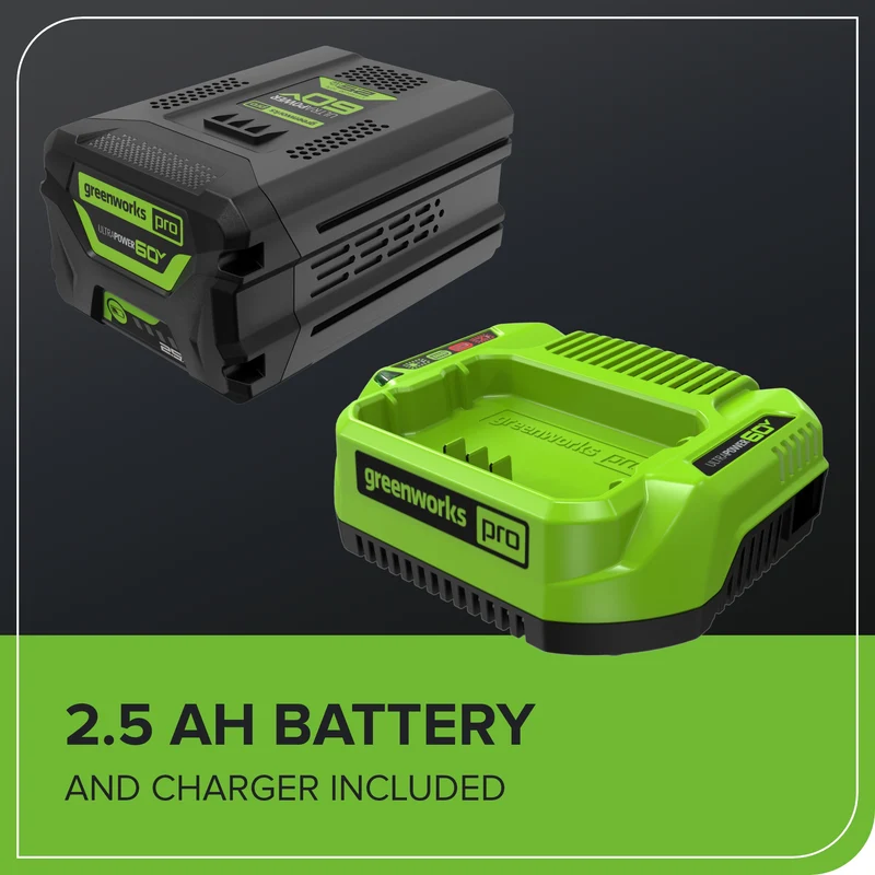 60V 660 CFM Cordless Battery Brushless Leaf Blower: 2.5 Ah Battery and Charger