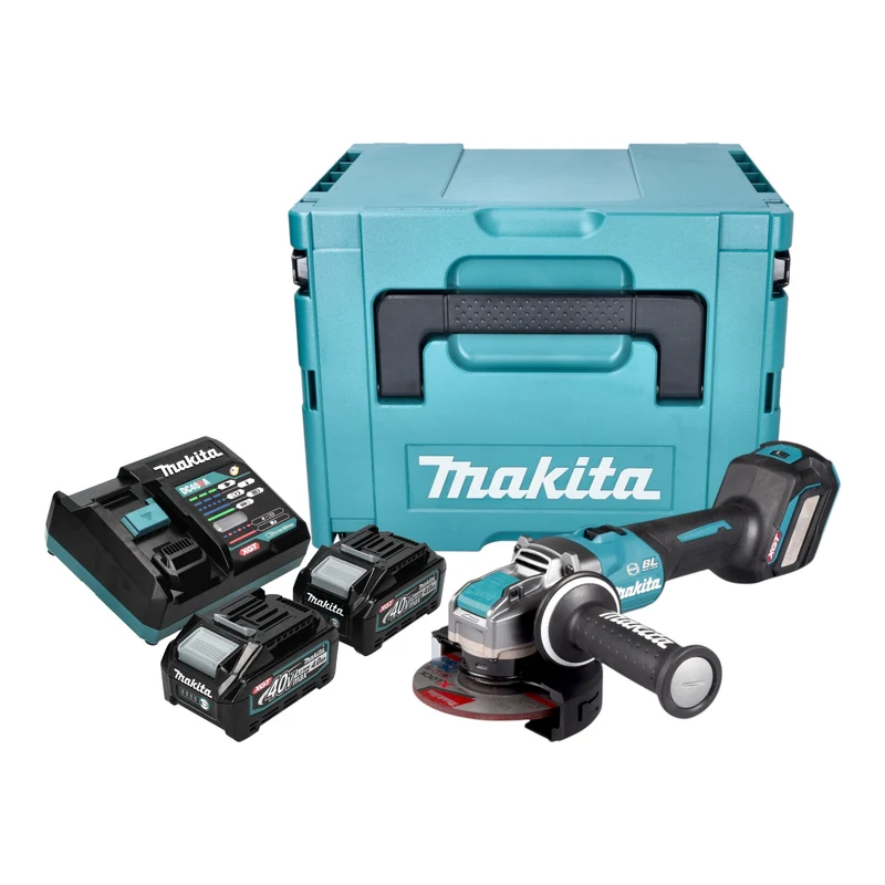 Makita GA 041 GM201 Akku Winkelschleifer 40 V max. 125 mm X-LOCK Brushless + 2x Akku 4,0 Ah + Ladegerät + Makpac