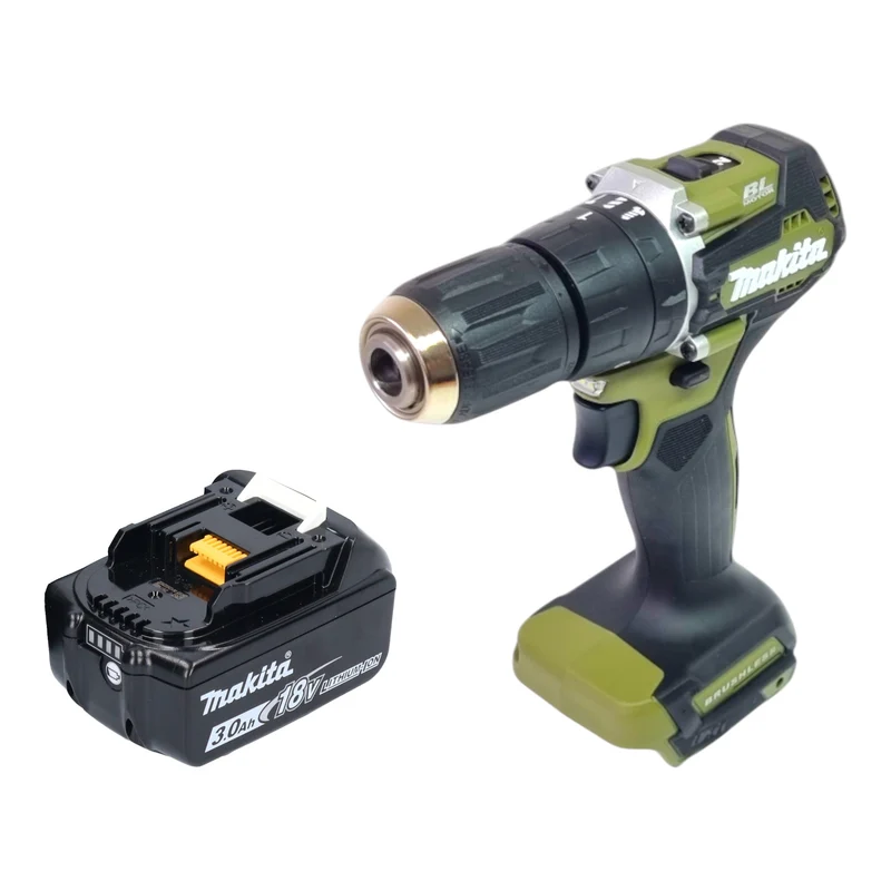 Makita DHP 487 F1O Akku Schlagbohrschrauber 18 V 40 Nm Brushless Olive Outdoor Adventure Serie + 1x Akku 3,0 Ah - ohne Ladegerät