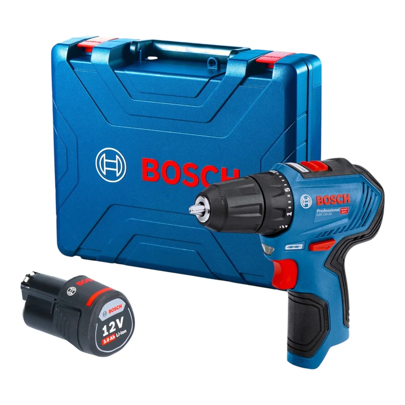 Bosch GSR 12V-30 Professional Akku Bohrschrauber 12 V 30 Nm Brushless + 1x Akku 3,0 Ah + Koffer - ohne Ladegerät