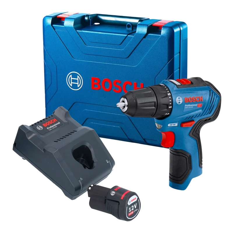 Bosch GSR 12V-30 Professional Akku Bohrschrauber 12 V 30 Nm Brushless + 1x Akku 2,0 Ah + Ladegerät + Koffer