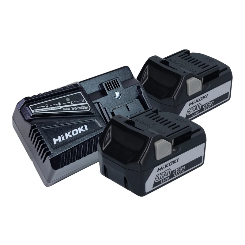 Hikoki Starter Set 2x BSL 1850 Akku 18 V 5,0 Ah Li-Ion + UC18YFSL Akku Ladegerät 14,4 V / 18 V / MultiVolt 3,5 A