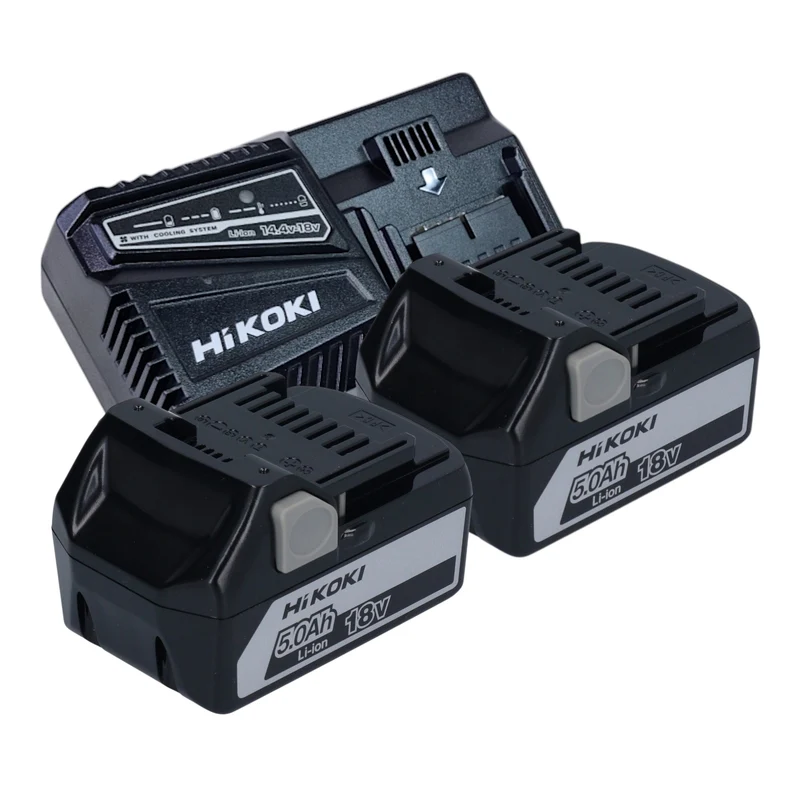HiKOKI G18 DSL2 W5Z Akku Winkelschleifer 18 V 125 mm + 2x Akku 5,0 Ah + Ladegerät