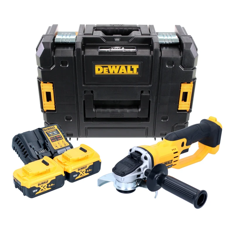 DeWalt DCG 412 P2T Akku Winkelschleifer 18 V 125 mm + 2x Akku 5,0 Ah + Ladegerät + TSTAK