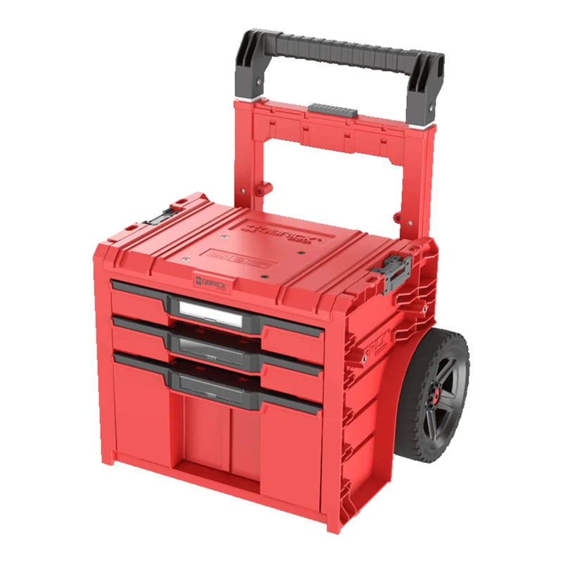 Qbrick System PRO Cart 2.0 Plus Drawer 3 Red Ultra HD Custom mobile Box auf Rädern 520 x 415 x 660 mm 12 l 2x 4,5 l abnehmbarer Doppelteleskopgriff