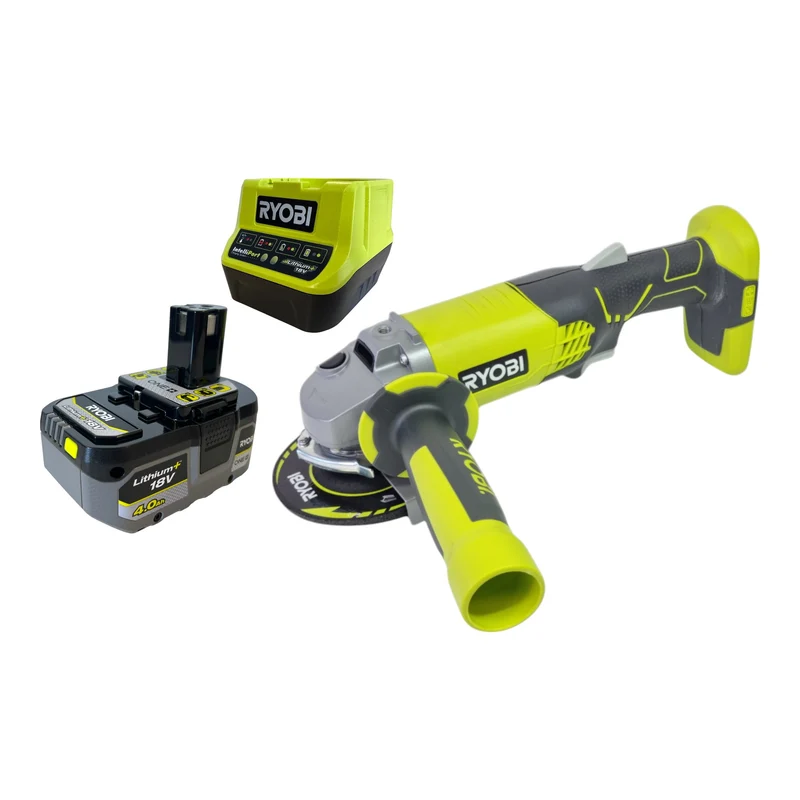 RYOBI R18AG-0 Akku Winkelschleifer 18 V ONE+ 115 mm + 1x Akku 4,0 Ah + Ladegerät