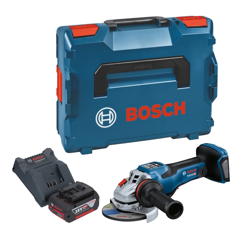 Bosch GWS 18V-15 PSC Professional Akku Winkelschleifer 18 V 125 mm BITURBO Brushless + 1x Akku 4,0 Ah + Ladegerät + L-Boxx