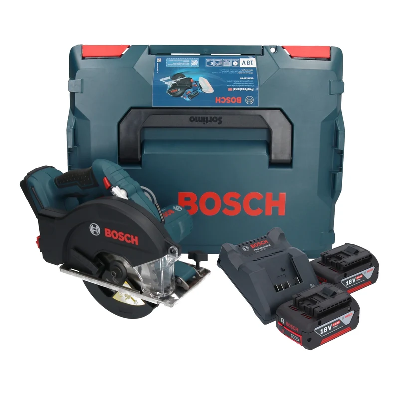 Bosch GKM 18V-50 Professional Akku Metall Handkreissäge 18 V 136 mm Brushless + 2x Akku 4,0 Ah + Ladegerät + L-Boxx