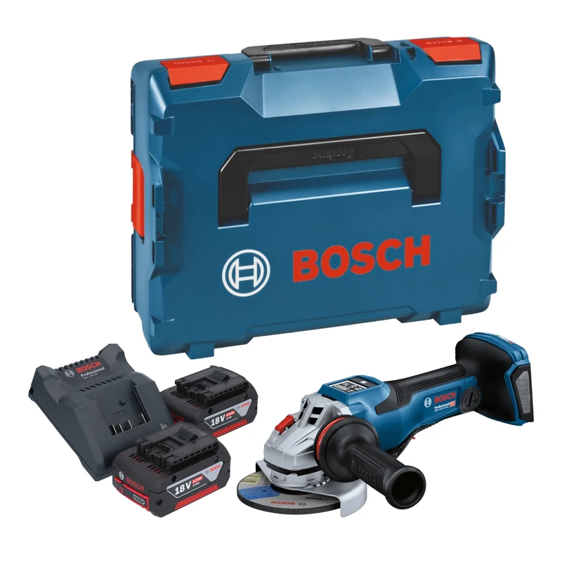 Bosch GWS 18V-15 PSC Professional Akku Winkelschleifer 18 V 125 mm BITURBO Brushless + 2x Akku 4,0 Ah + Ladegerät + L-Boxx