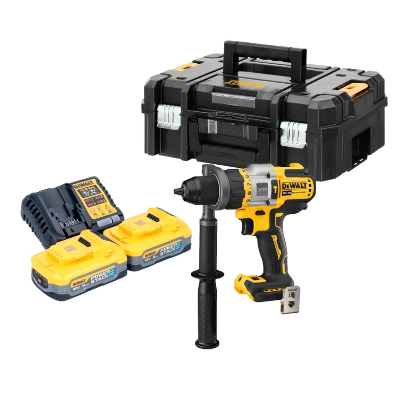 DeWalt DCD 999 H2T Akku Schlagbohrschrauber 18 V 95 Nm Brushless + 2x Powerstack Akku 5,0 Ah + Ladegerät + TSTAK