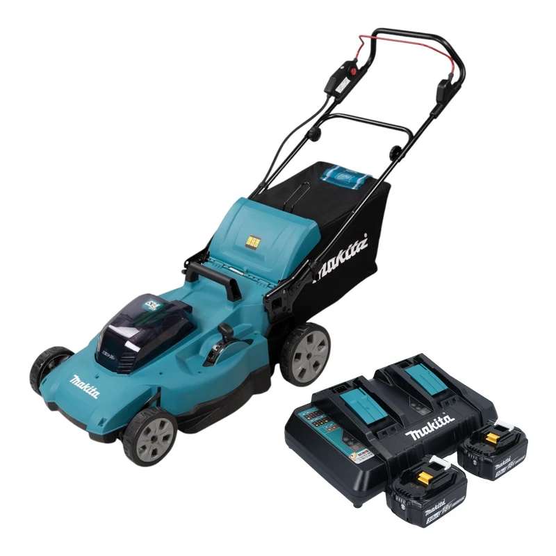 Makita DLM 538 PF2 Akku Rasenmäher 36 V ( 2x 18 V ) 530 mm + 2x Akku 3,0 Ah + Ladegerät