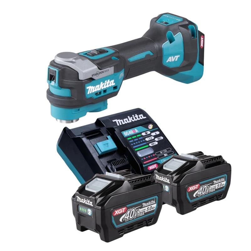 Makita TM 001 GT201 Akku Multifunktionswerkzeug 40 V max. Starlock Max Brushless + 2x Akku 5,0 Ah + Ladegerät