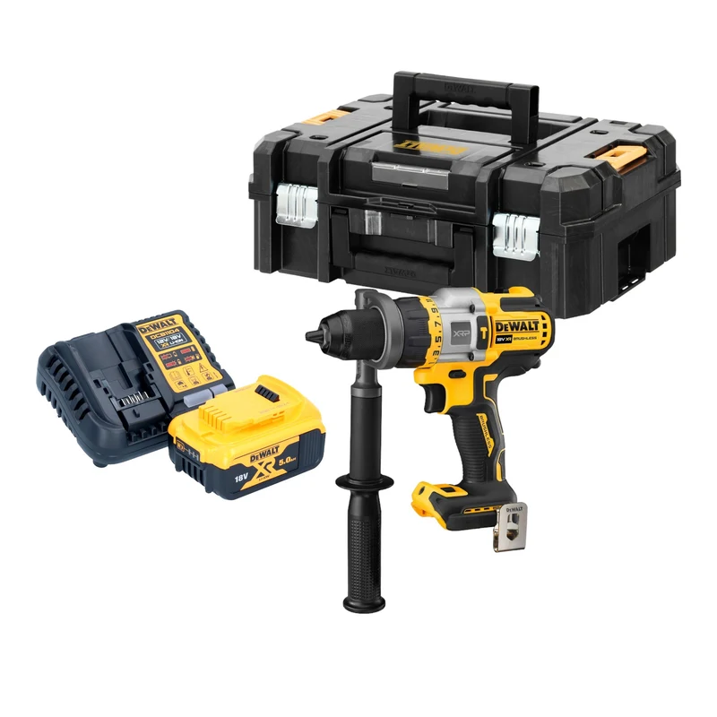 DeWalt DCD 999 P1T Akku Schlagbohrschrauber 18 V 95 Nm Brushless + 1x Akku 5,0 Ah + Ladegerät + TSTAK