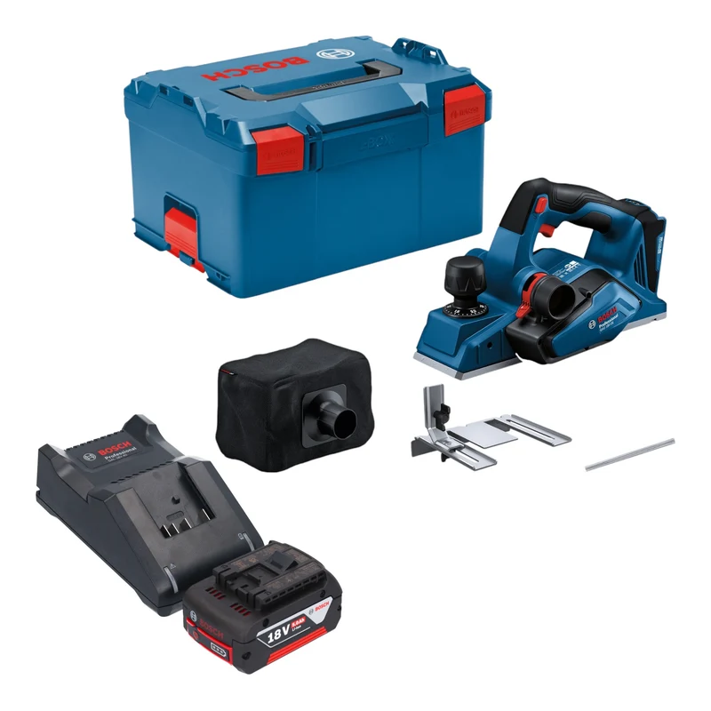 Bosch GHO 18V-26 Professional Akku Hobel 18 V 2,6 mm Brushless + 1x Akku 5,0 Ah + Ladegerät + L-Boxx