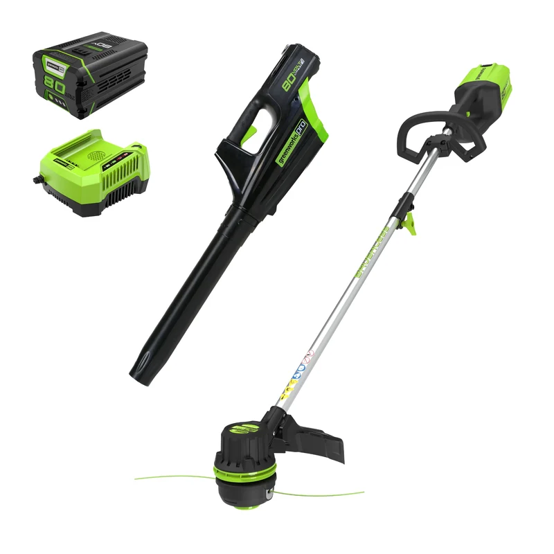 Pro 80V 16" Brushless String Trimmer & 500CFM Leaf Blower Combo w/ 2.0 Ah Battery & Charger