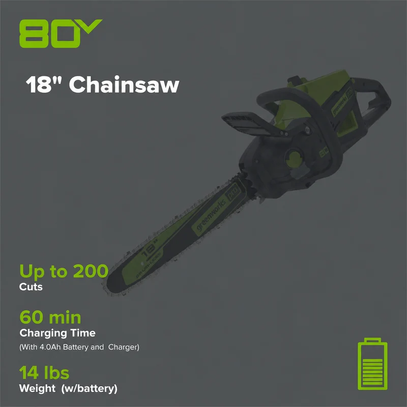 80V 18" Cordless Battery 2.5kW Chainsaw (Tool Only)