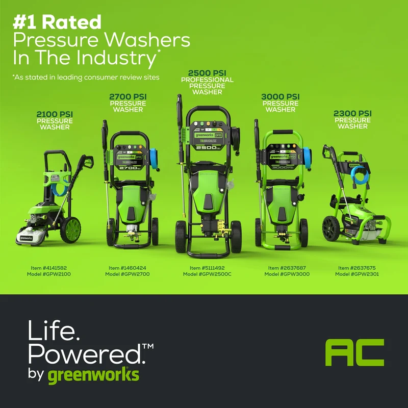 2500 PSI 2.1 GPM Cold Water Electric Pressure Washer