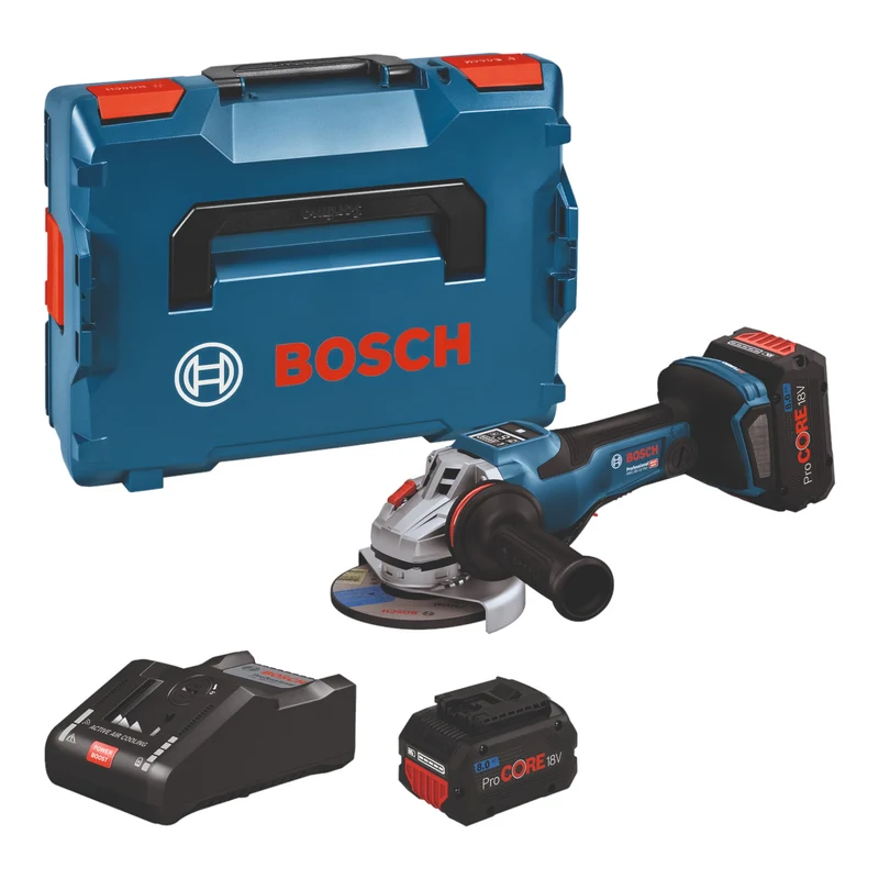 Bosch GWS 18V-15 PSC Professional Akku Winkelschleifer 18 V 125 mm ( 06019H6B01 ) BITURBO Brushless + 2x ProCORE Akku 8,0 Ah + Ladegerät + L-Boxx