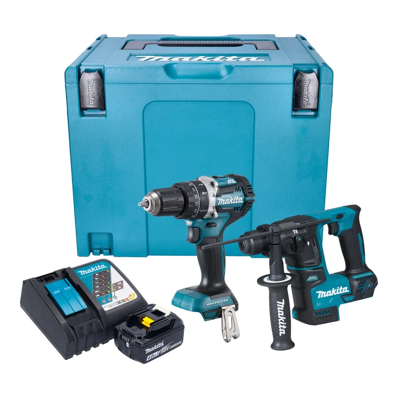 Makita DLX 2278 RM1J Akku Kombo Kit + DHP 484 Schlagbohrschrauber 54 Nm + DHR 171 Bohrhammer 1,2 J + 1x Akku 4,0 Ah + Ladegerät + Makpac