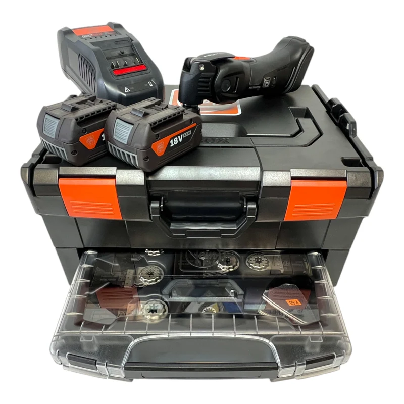 Fein Multimaster AMM 700 MAX AS Akku Multifunktionswerkzeug 18 V Starlock Max Black Edition ( 71294161000 ) + 2x Akku 4,0 Ah + Ladegerät + 33 tlg. Zubehör + L-Boxx