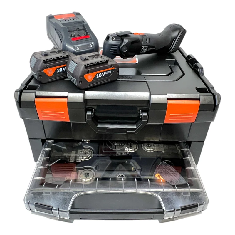 Fein Multimaster AMM 500 Plus AS Akku Multifunktionswerkzeug 18 V Starlock Plus Black Edition ( 71294261000 ) + 2x Akku 4,0 Ah + Ladegerät + 33 tlg. Zubehör + L-Boxx