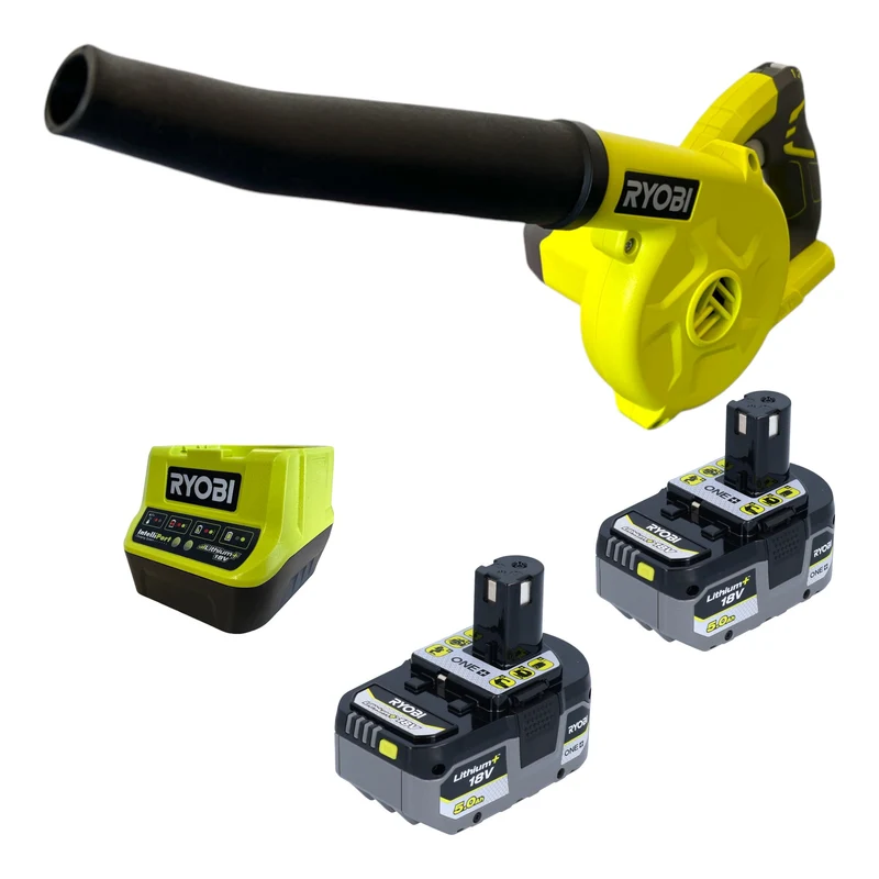 RYOBI R18TB Akku Gebläse 18 V 200 km/h + 2x Akku 5,0 Ah + Ladegerät