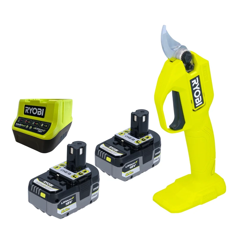 RYOBI RY18SCA Akku Gartenschere 18 V 25 mm + 2x Akku 5,0 Ah + Ladegerät