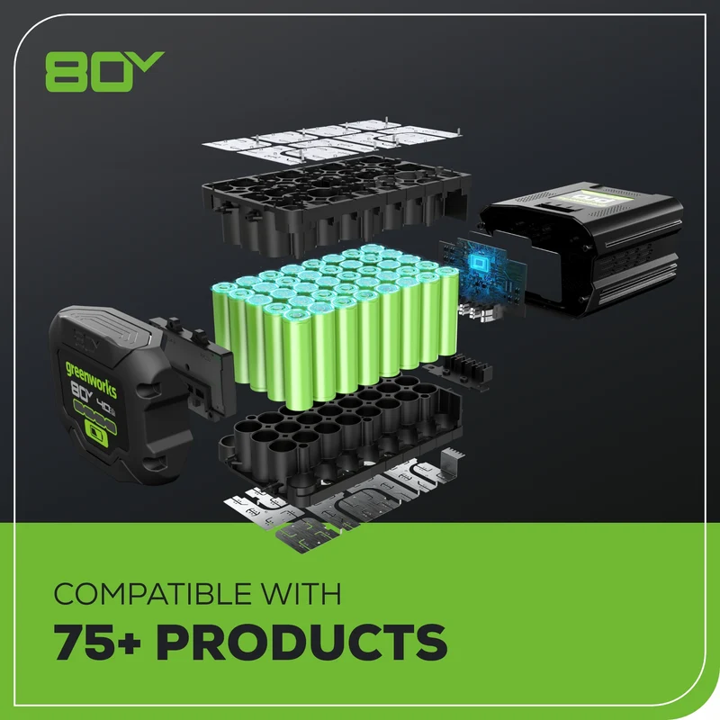 80V 18" Cordless Battery Chainsaw: 2.0 Ah Battery and Charger