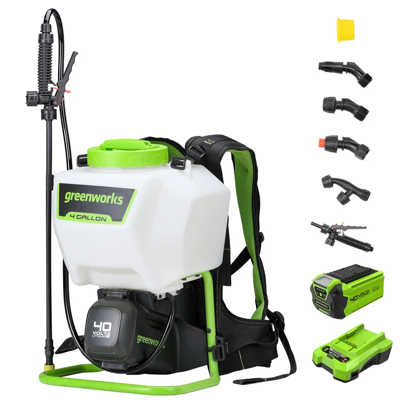 40V Cordless Battery Backpack Sprayer: 2.0 Ah USB Battery and Charger
