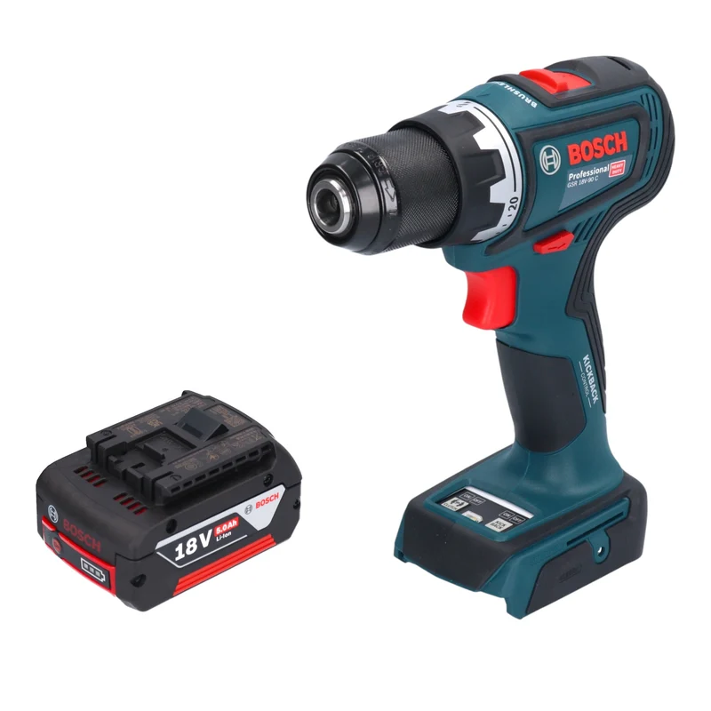 Bosch GSR 18V-90 C Professional Akku Bohrschrauber 18 V 64 Nm Brushless + 1x Akku 5,0 Ah - ohne Ladegerät