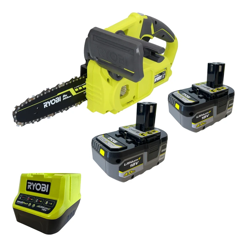 RYOBI RY18CS20A-0 18 V ONE+ Akku Kettensäge 20 cm Compact + 2x Akku 4,0 Ah + Ladegerät