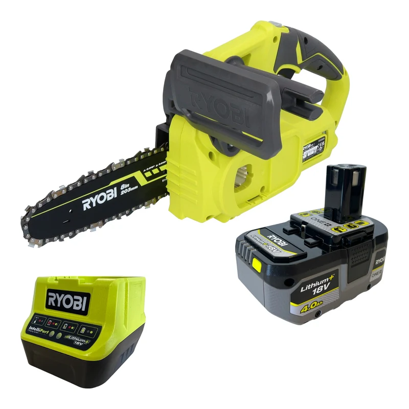 RYOBI RY18CS20A-0 18 V ONE+ Akku Kettensäge 20 cm Compact + 1x Akku 4,0 Ah + Ladegerät