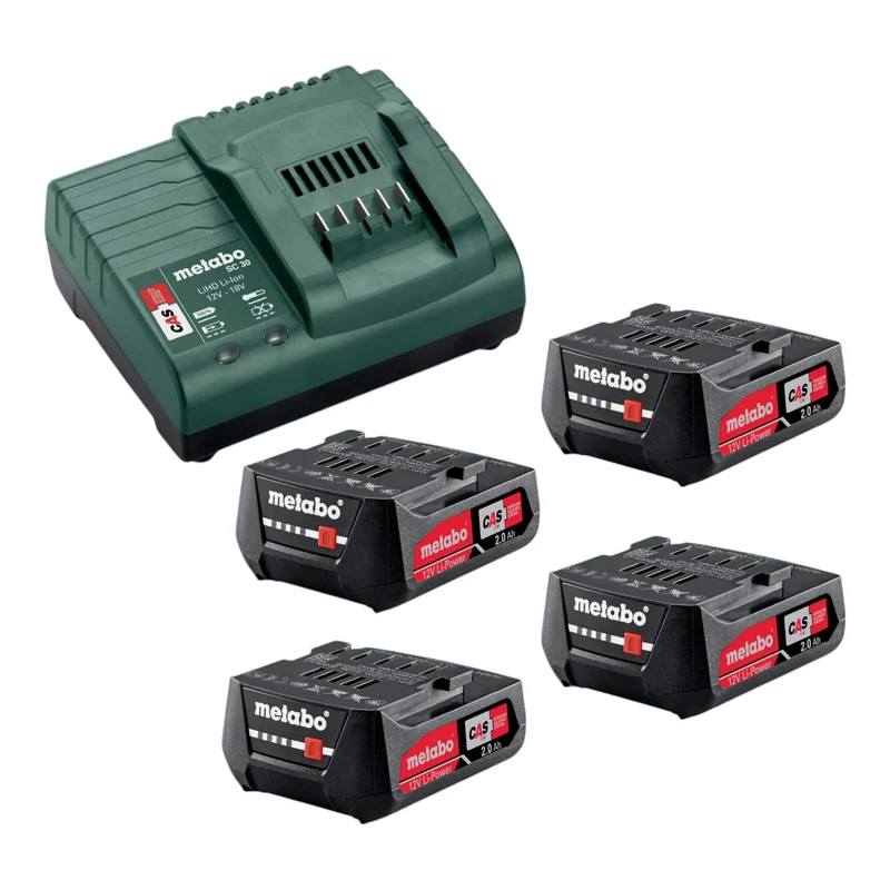 Metabo Basis Set 12 V 4x Li-Power Akkupack 2,0 Ah ( 4x 625406000 ) + SC 30 Ladegerät ( 316067840 )