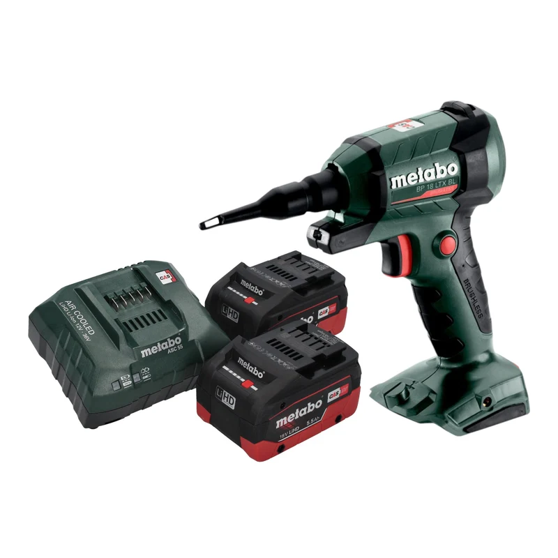 Metabo BP 18 LTX BL Akku Blaspistole 18 V Brushless + 2x LiHD Akku 5,5 Ah + Ladegerät
