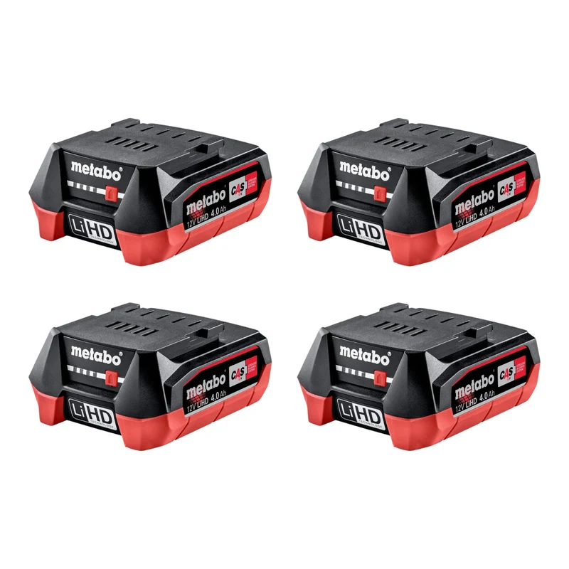 Metabo Akku Set 4x LiHD Akkupack 12 V 4,0 Ah / 4000 mAh Li-Ion mit Ladestandanzeige ( 4x 625349000 )