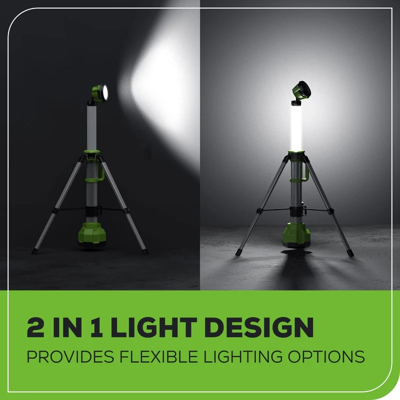 24V Cordless Battery 2-in-1 Standing Light Kit: 2.0 Ah Battery and Charger