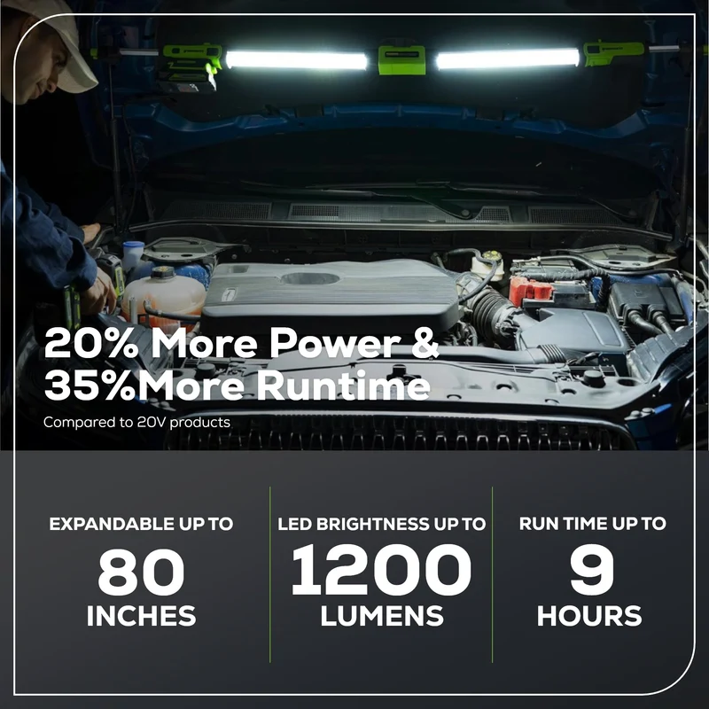 24V Cordless Battery Under Hood Work Light: 2.0 Ah Battery and Charger