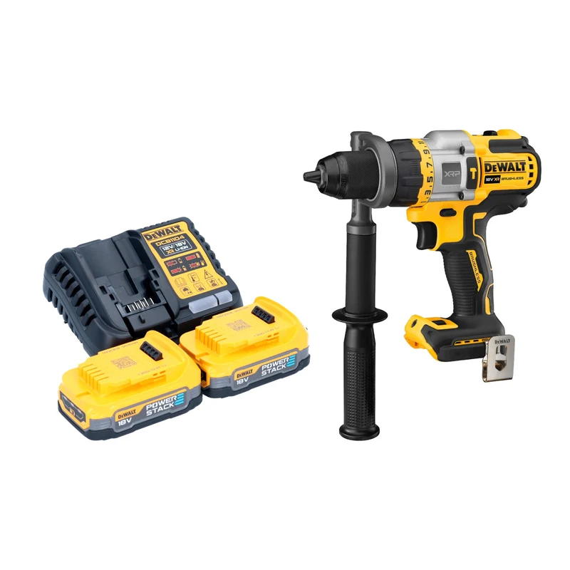 DeWalt DCD 999 E2 Akku Schlagbohrschrauber 18 V 95 Nm Brushless + 2x Powerstack Akku 1,7 Ah + Ladegerät
