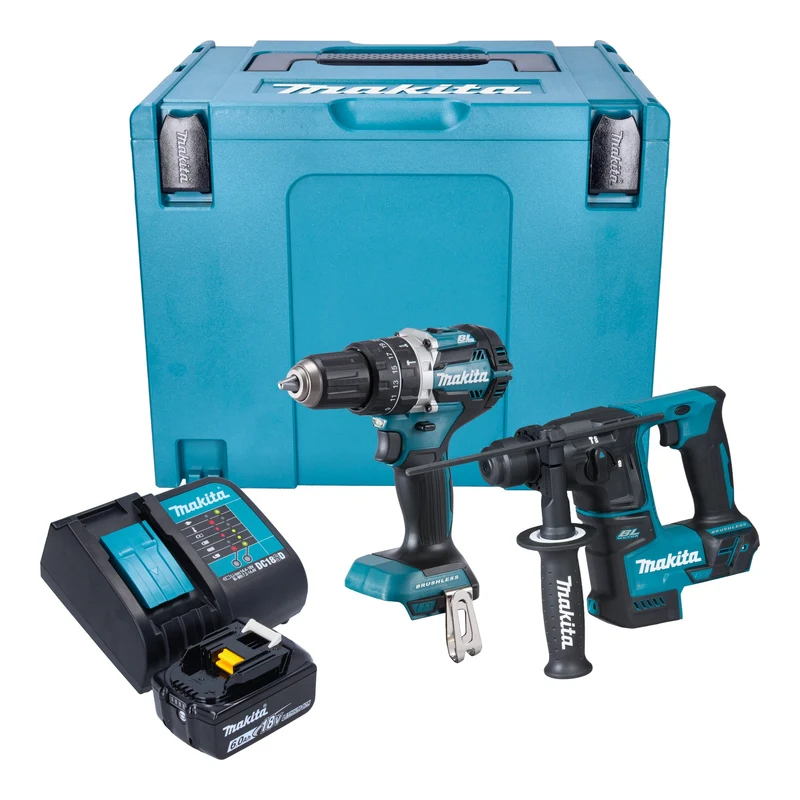 Makita DLX 2278 SG1J Akku Kombo Kit + DHP 484 Schlagbohrschrauber 54 Nm + DHR 171 Bohrhammer 1,2 J + 1x Akku 6,0 Ah + Ladegerät + Makpac