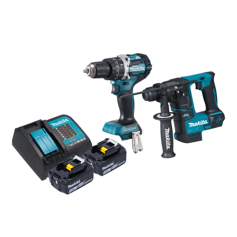 Makita DLX 2278 SM Akku Kombo Kit + DHP 484 Schlagbohrschrauber 54 Nm + DHR 171 Bohrhammer 1,2 J + 2x Akku 4,0 Ah + Ladegerät