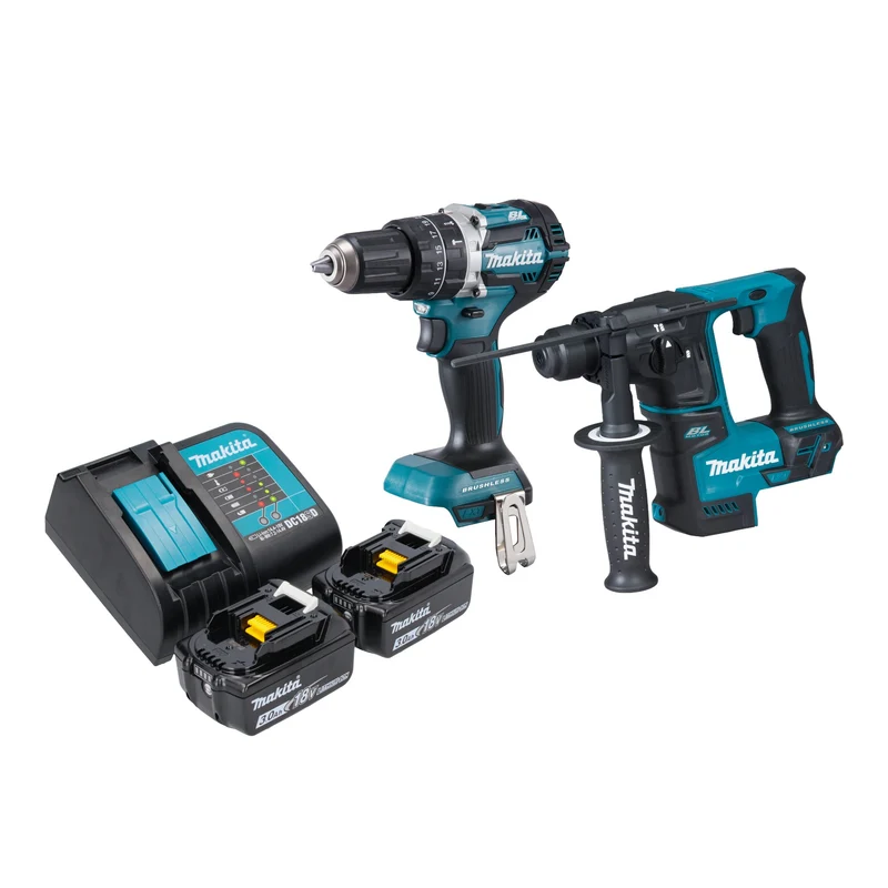 Makita DLX 2278 SF Akku Kombo Kit + DHP 484 Schlagbohrschrauber 54 Nm + DHR 171 Bohrhammer 1,2 J + 2x Akku 3,0 Ah + Ladegerät